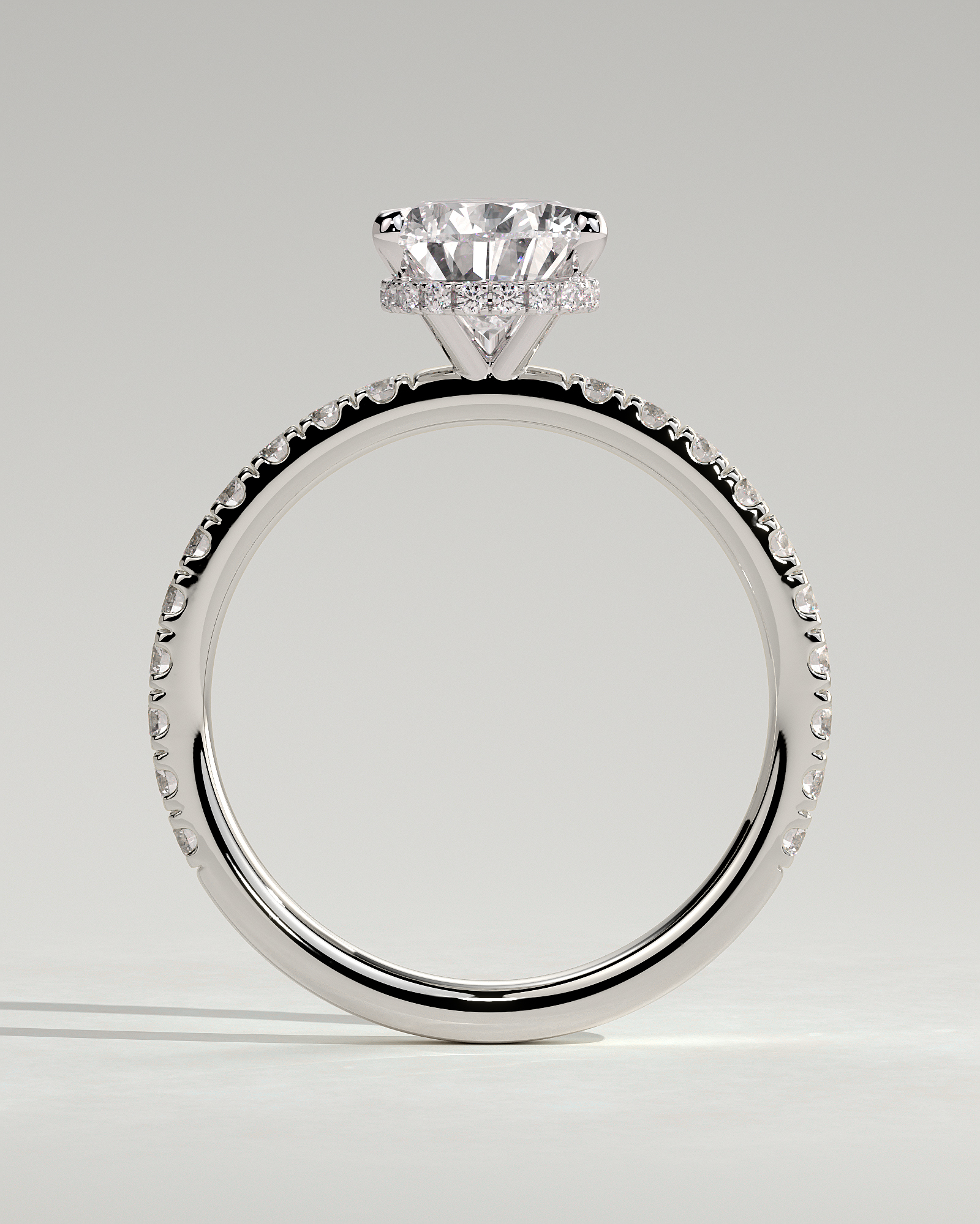 Keira - 3 Claw Pear Pav Solitaire with Hidden Halo - 18k White Gold