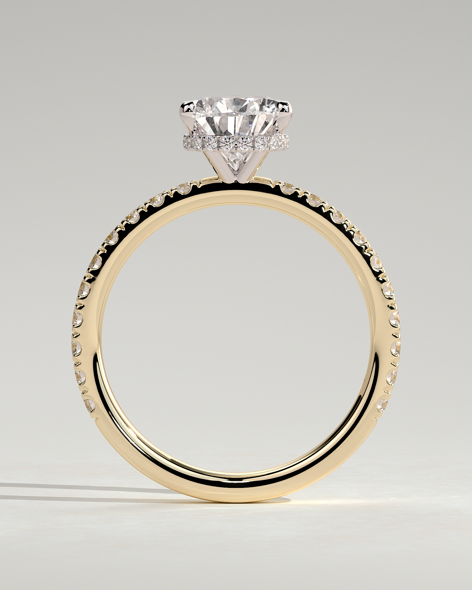 Keira - 3 Claw Pear Pav Solitaire with Hidden Halo - 18k Yellow Gold / 18k White Gold