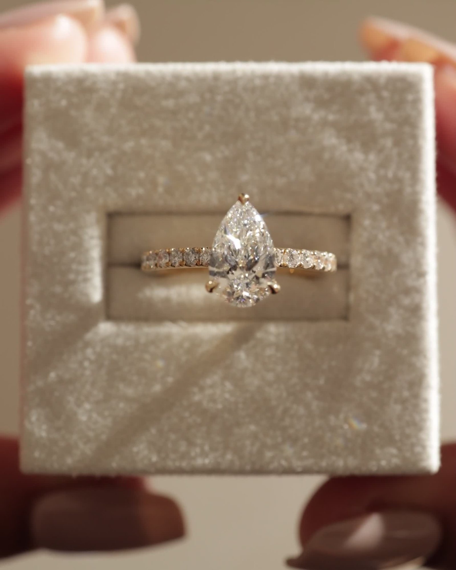 Keira - 3 Claw Pear Pav Solitaire with Hidden Halo Lifestyle Image