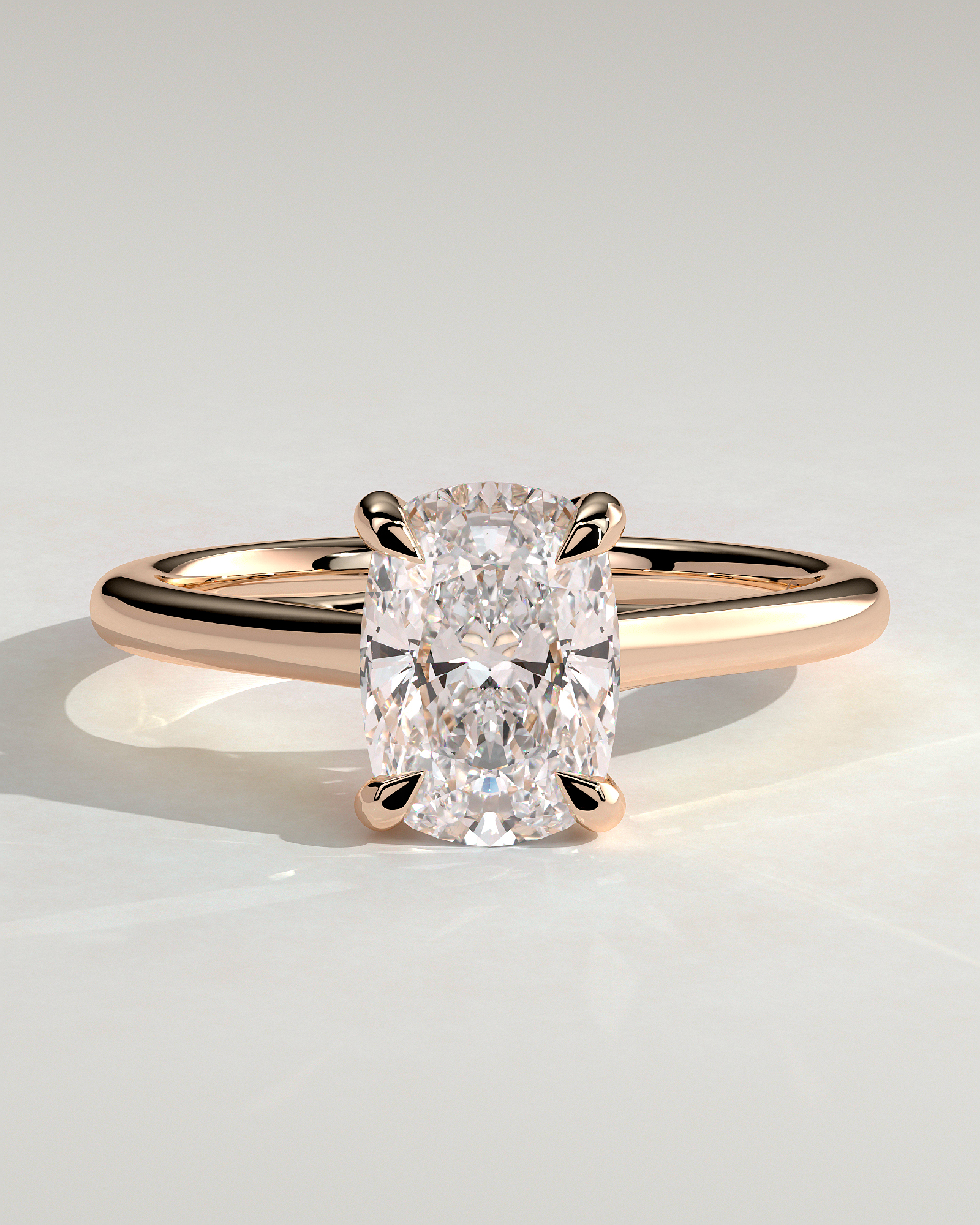 Kelsey - Trellis Elongated Cushion Solitaire - 18k Rose Gold