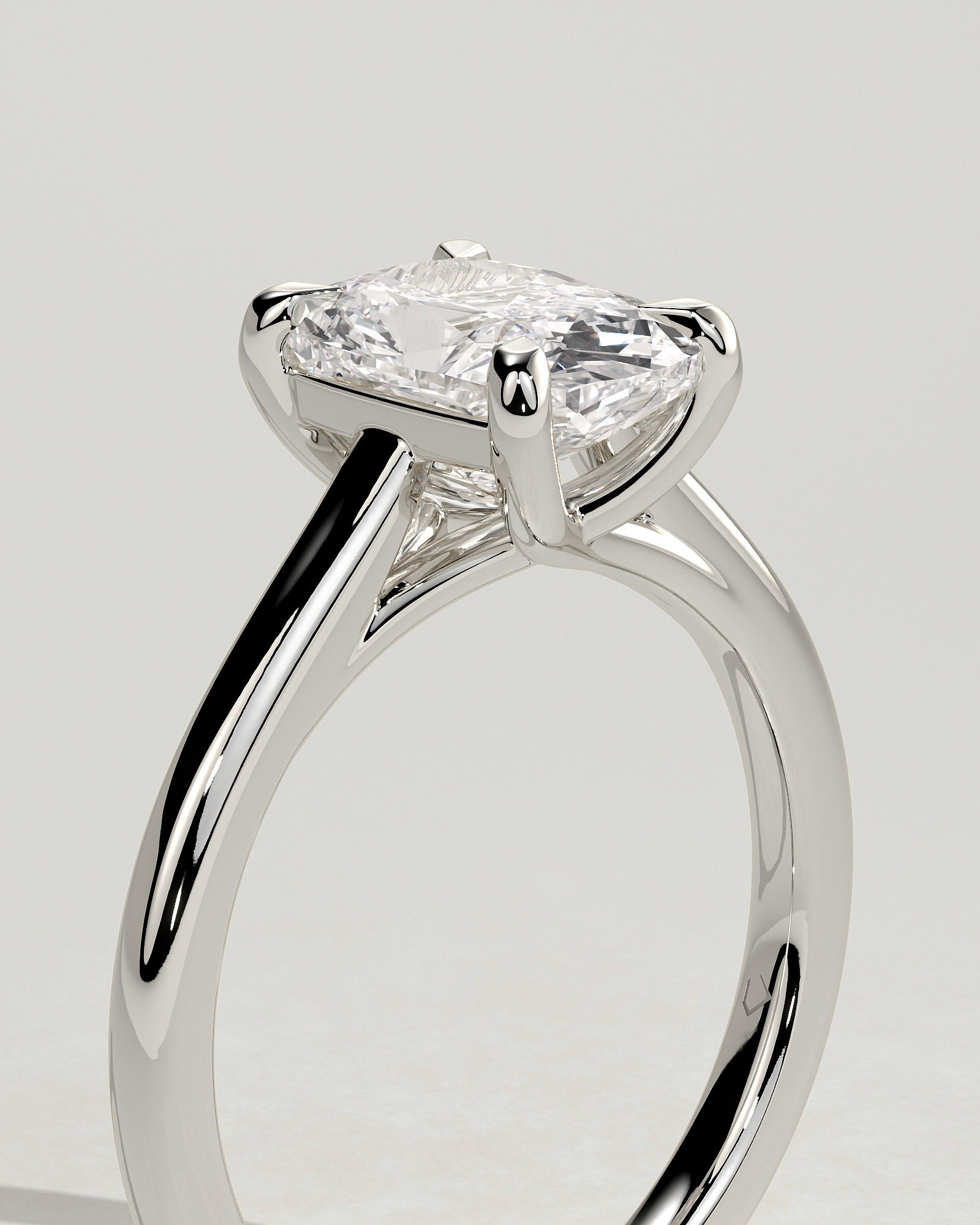 Kelsey - Trellis Elongated Cushion Solitaire - 18k White Gold