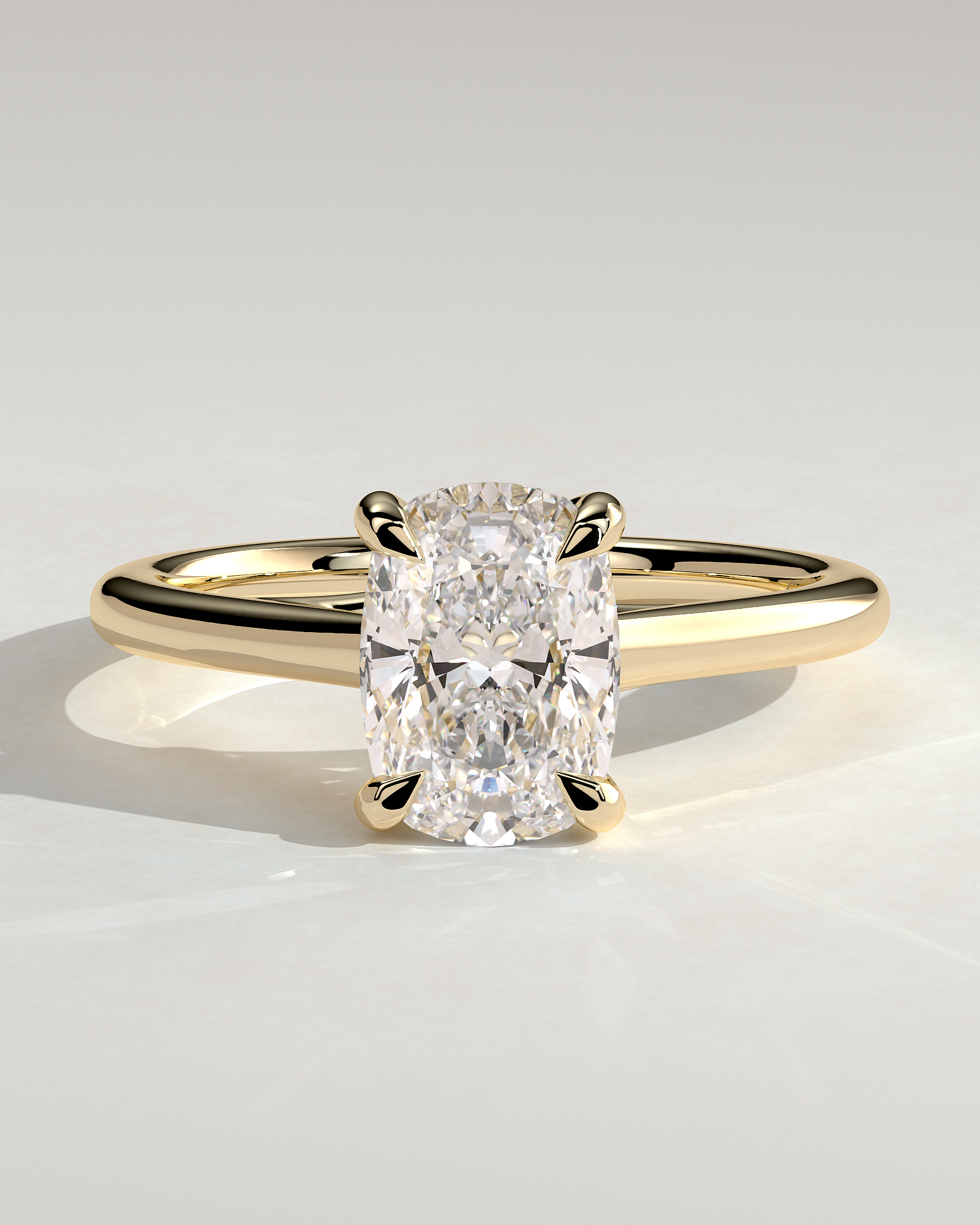 Kelsey - Trellis Elongated Cushion Solitaire - 18k Yellow Gold