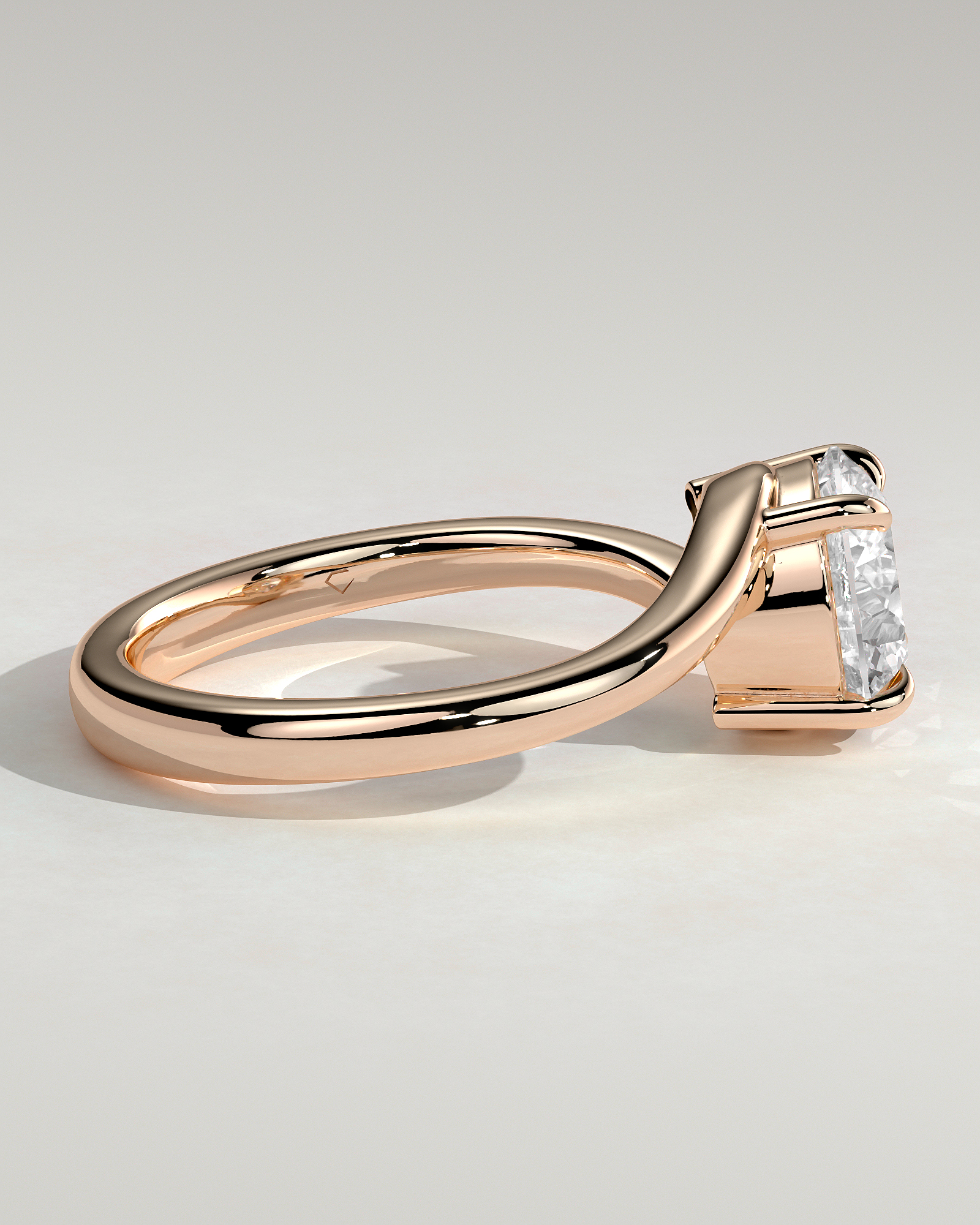 Round 4 Claw Solitaire with Bypass Band Engagement Ring - 18k Rose Gold