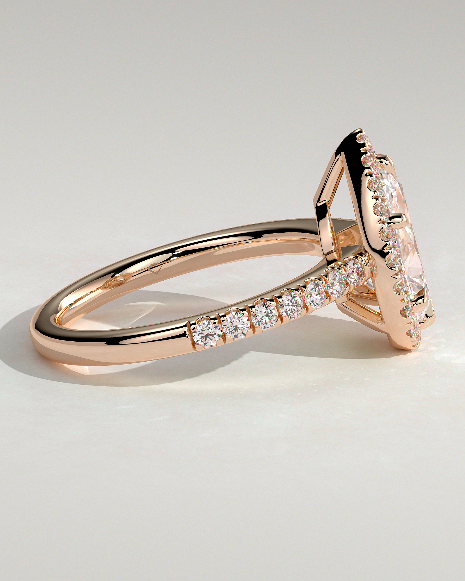 Kirsten  Pear Halo with Pave - 18k Rose Gold