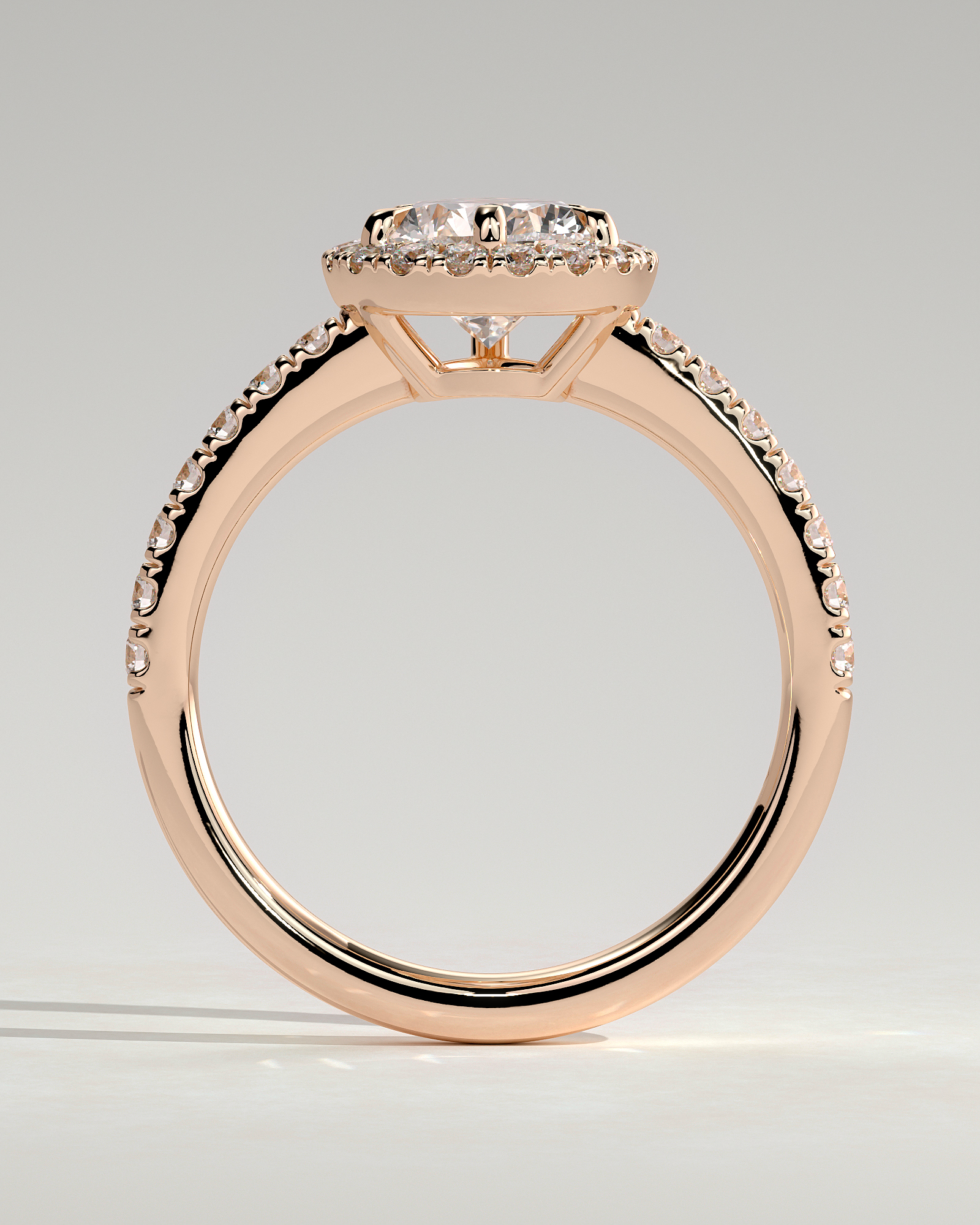 Kirsten  Pear Halo with Pave - 18k Rose Gold