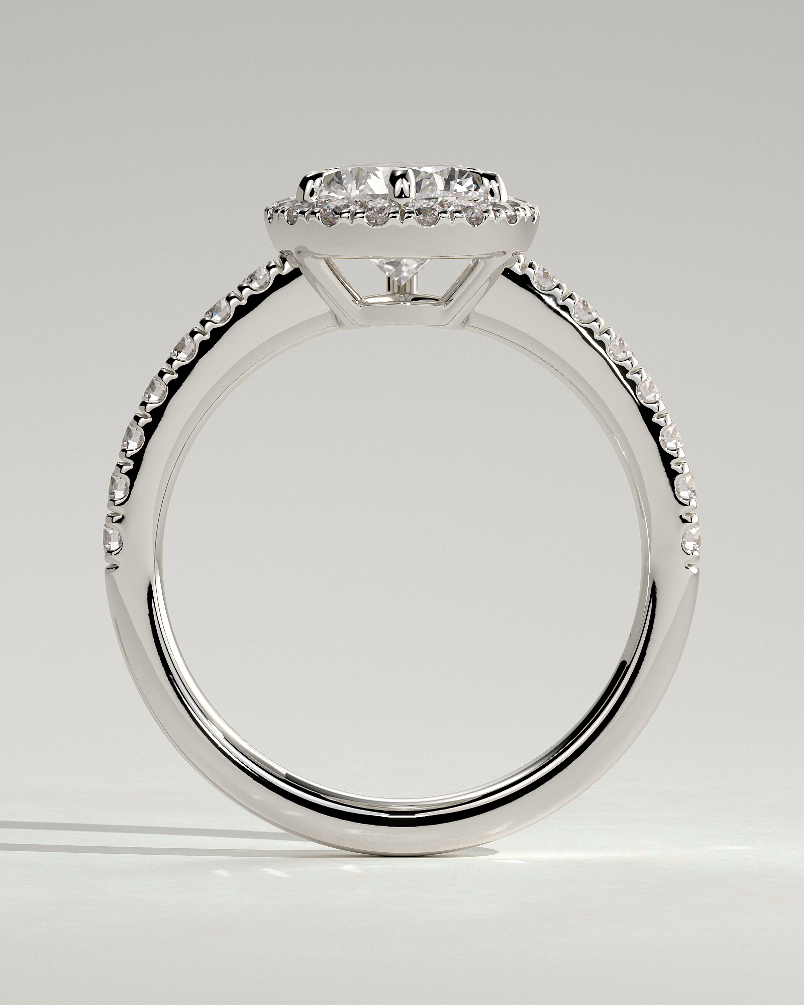 Kirsten  Pear Halo with Pave - 18k White Gold