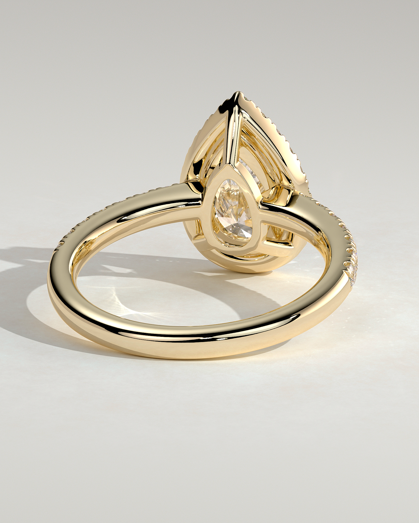 Kirsten  Pear Halo with Pave - 18k Yellow Gold