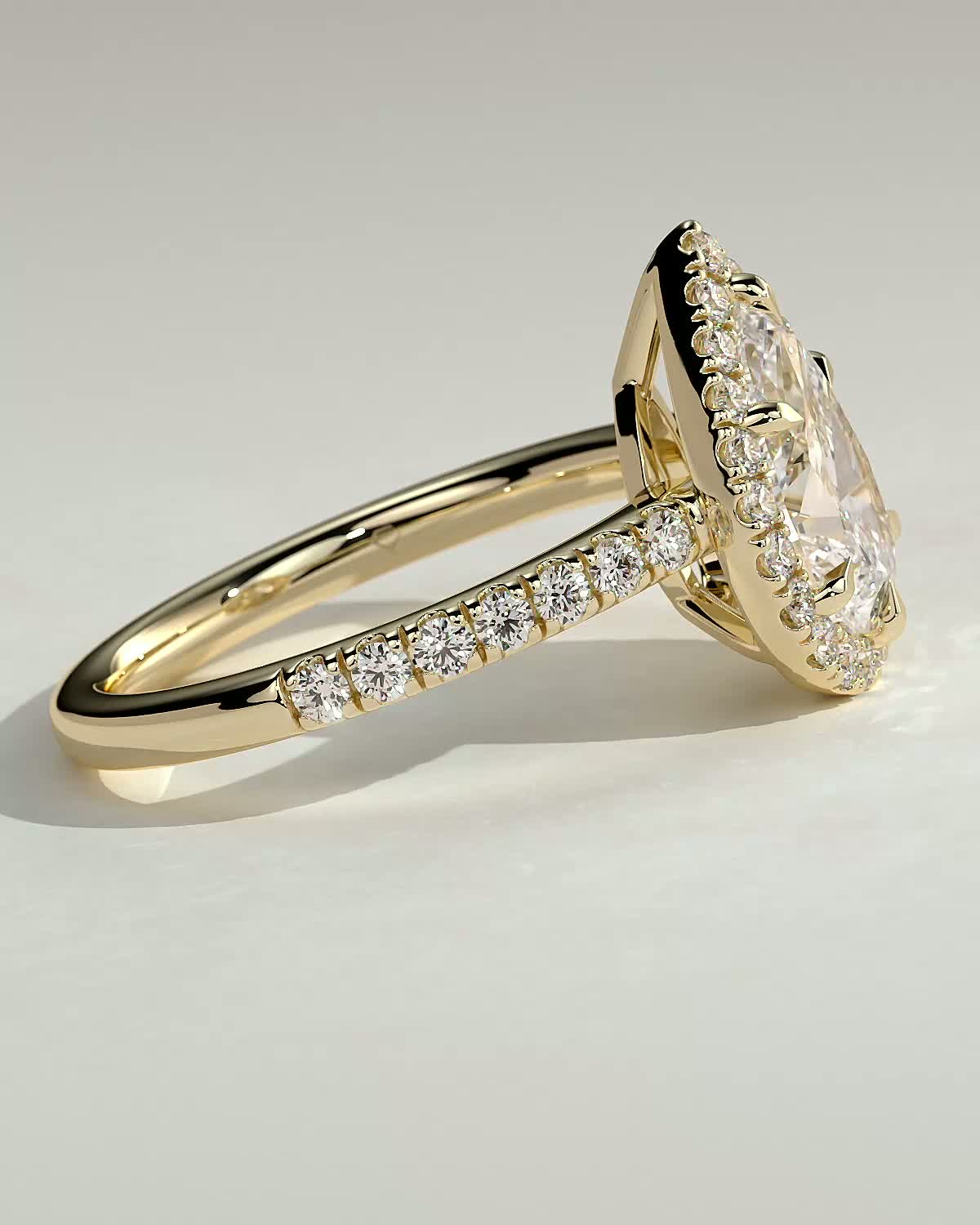 Kirsten  Pear Halo with Pave - 18k Yellow Gold
