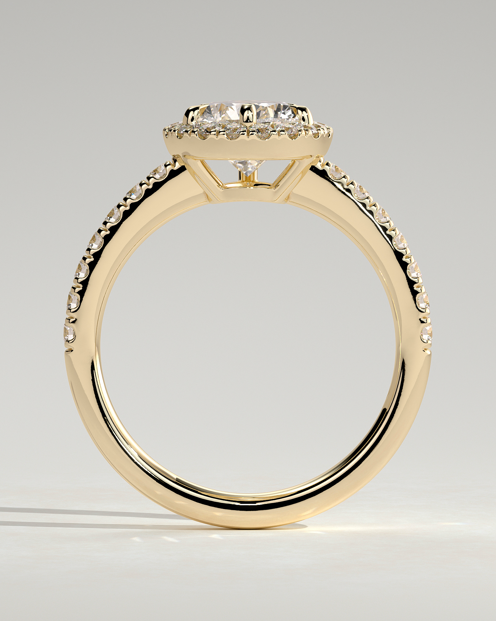 Kirsten  Pear Halo with Pave - 18k Yellow Gold