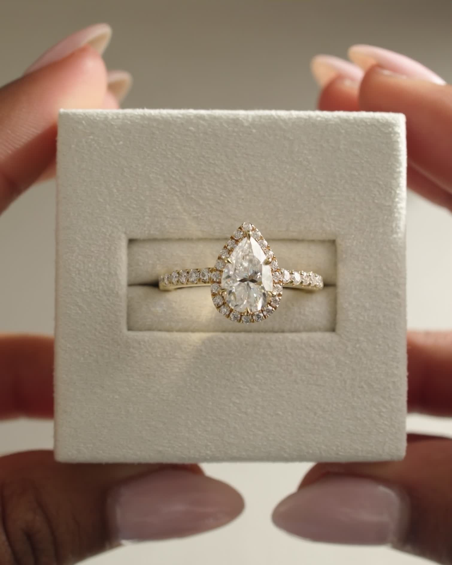 Kirsten  Pear Halo with Pave Lifestyle Image