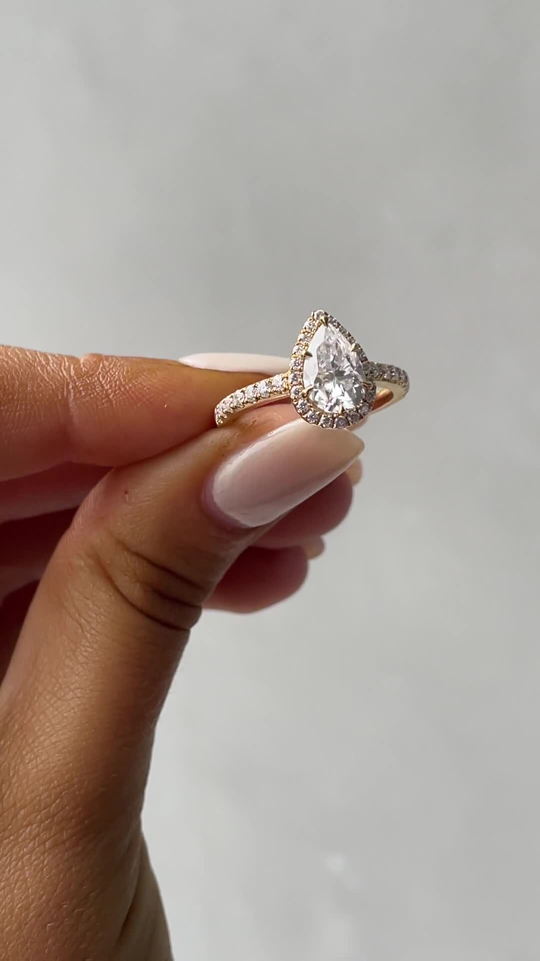 Kirsten  Pear Halo with Pave Lifestyle Image