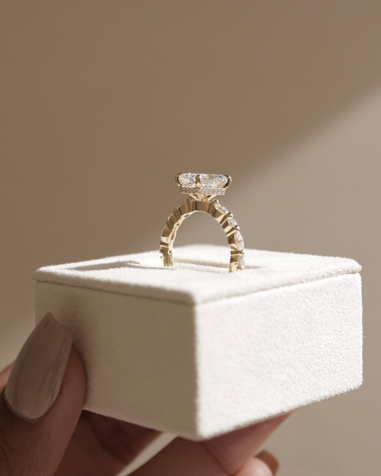 Kyla - 4 Claw Radiant with Hidden Halo & Accent Stones Lifestyle Image