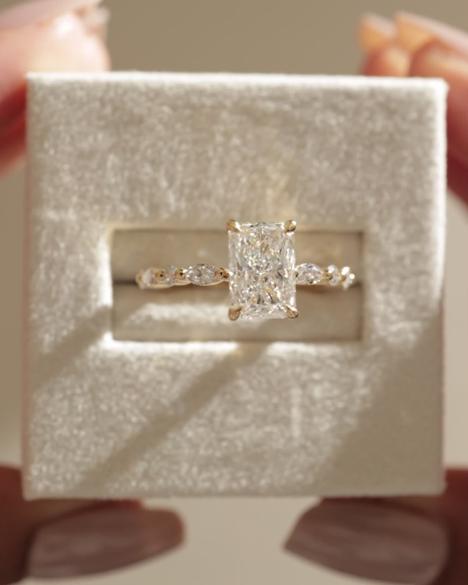 Kyla - 4 Claw Radiant with Hidden Halo & Accent Stones Lifestyle Image