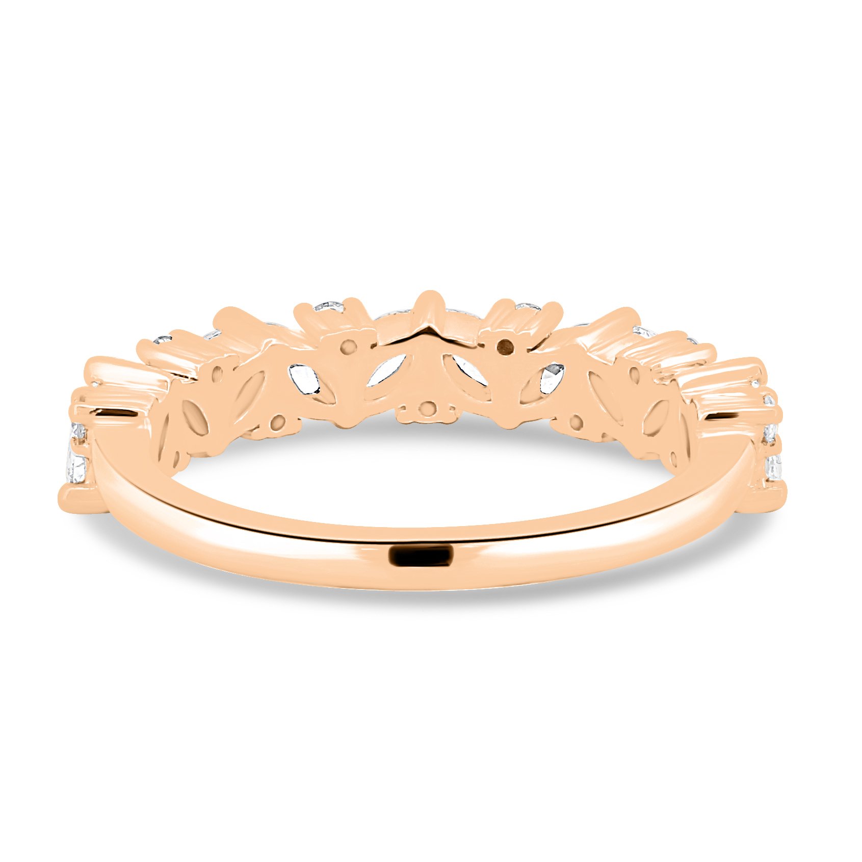 Lana - Round and Marquise Accent Wedding Ring - 18k Rose Gold