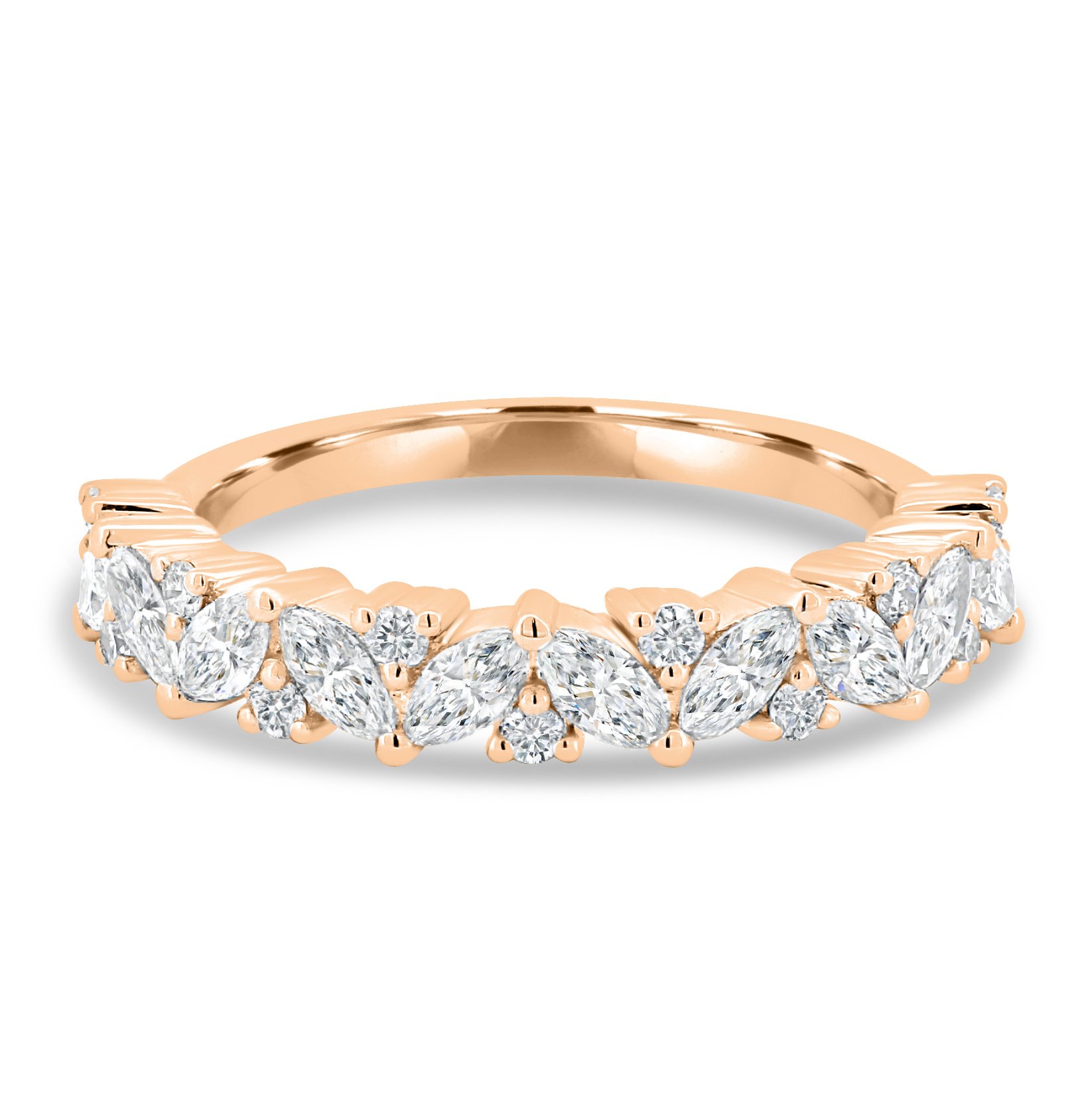 Lana - Round and Marquise Accent Wedding Ring - 18k Rose Gold