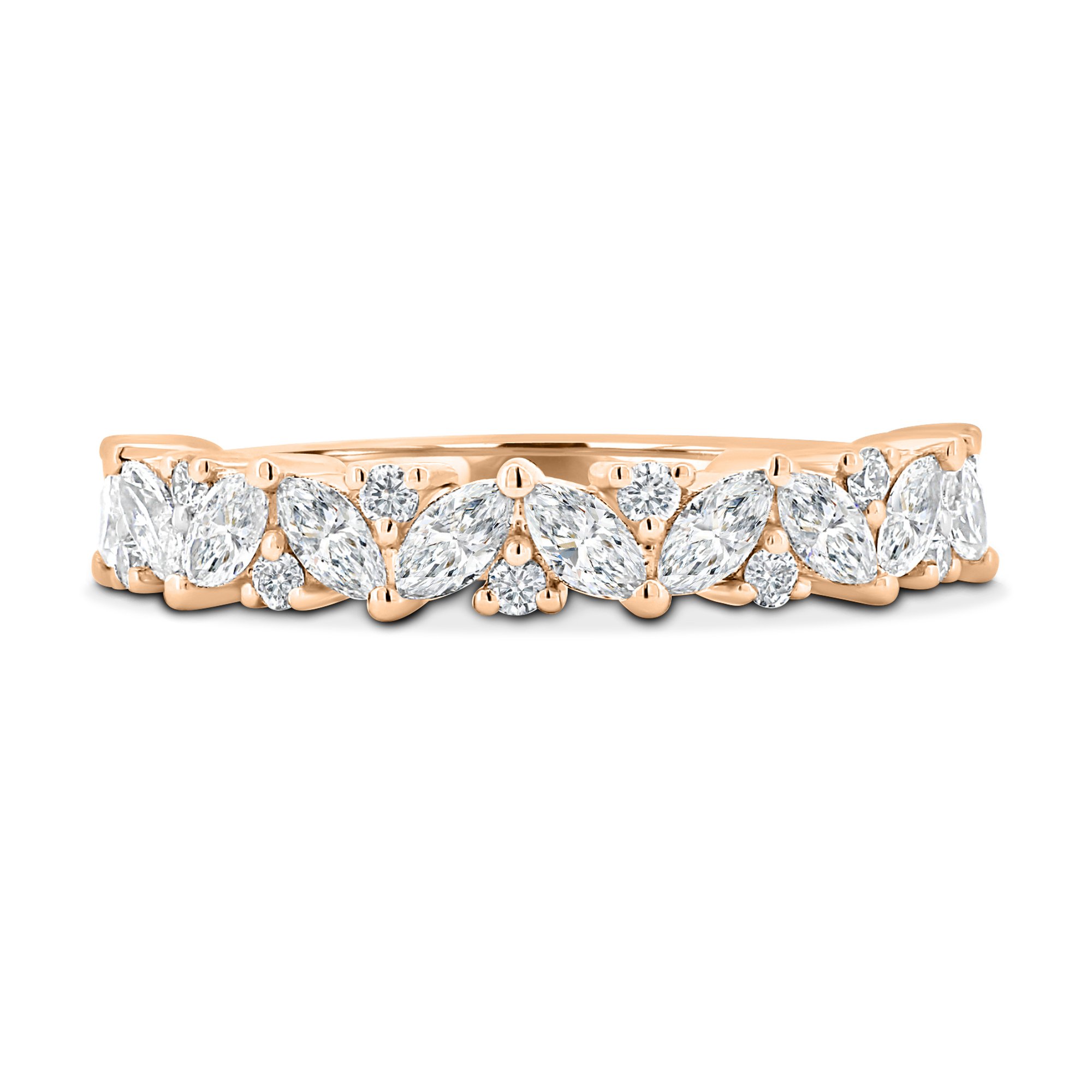 Lana - Round and Marquise Accent Wedding Ring - 18k Rose Gold