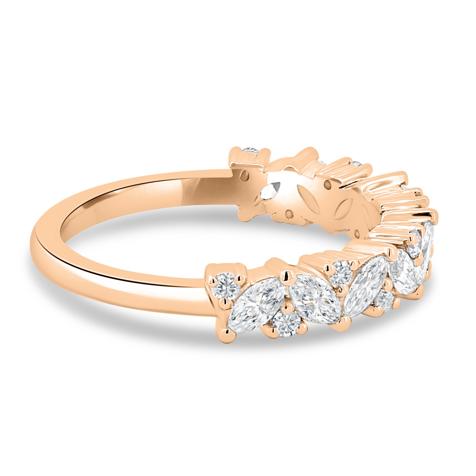 Lana - Round and Marquise Accent Wedding Ring - 18k Rose Gold