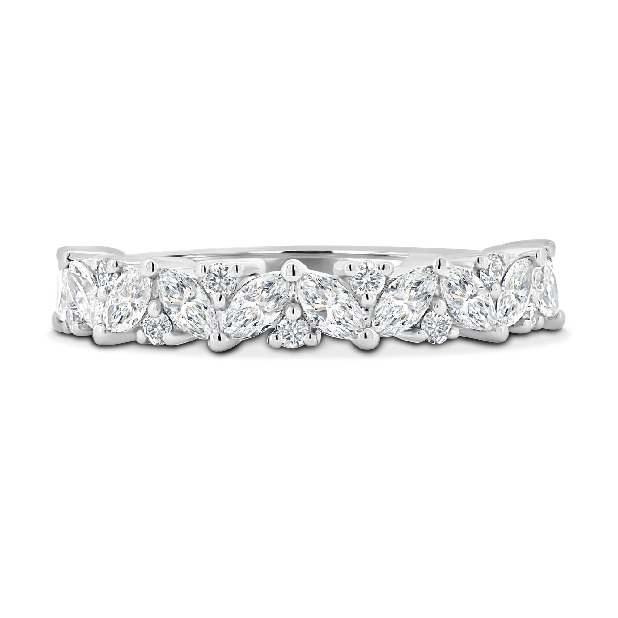 Lana - Round and Marquise Accent Wedding Ring - 18k White Gold