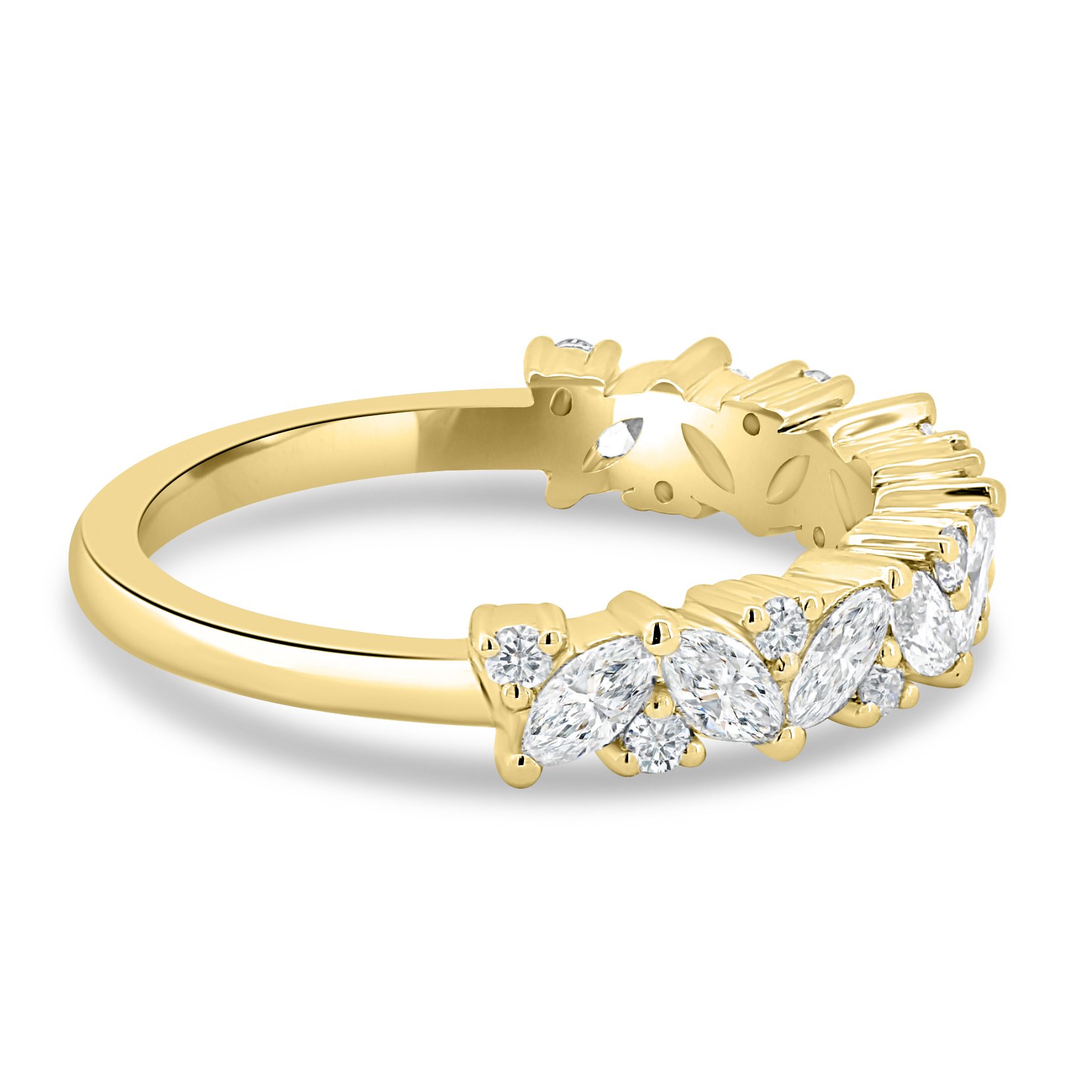 Lana - Round and Marquise Accent Wedding Ring - 18k Yellow Gold