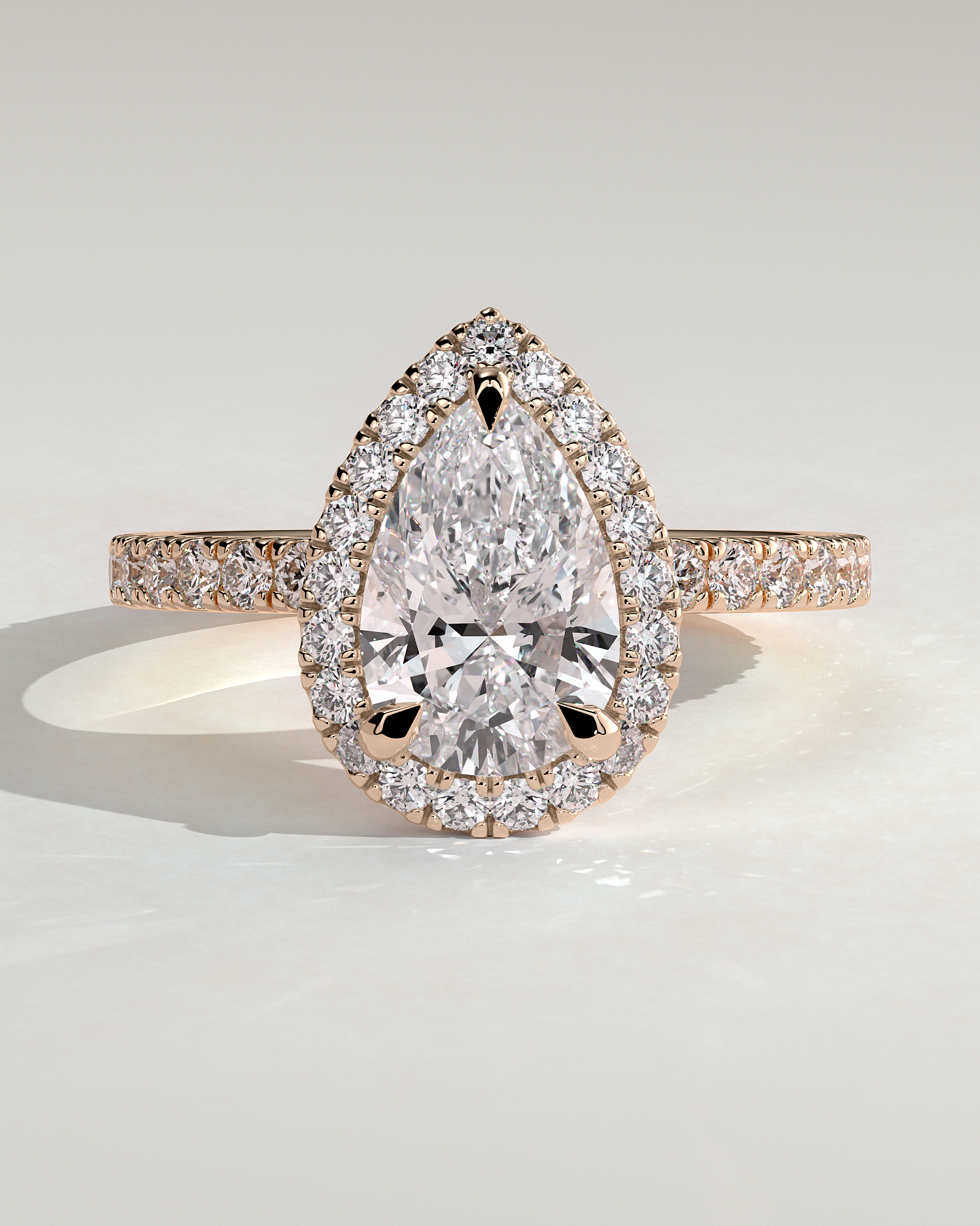 Lauren - Pear Halo with Pav Set - 18k Rose Gold