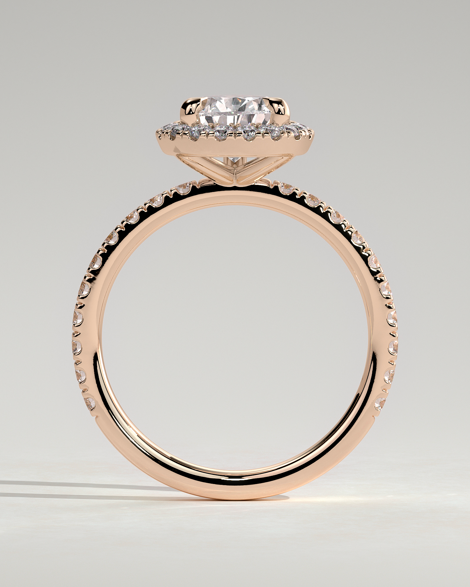 Lauren - Pear Halo with Pav Set - 18k Rose Gold