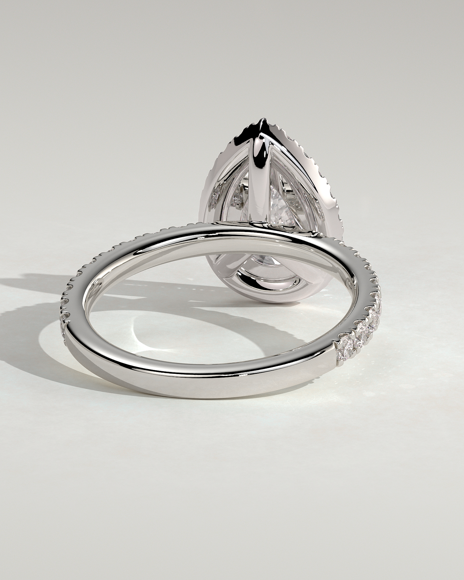 Lauren - Pear Halo with Pav Set - 18k White Gold