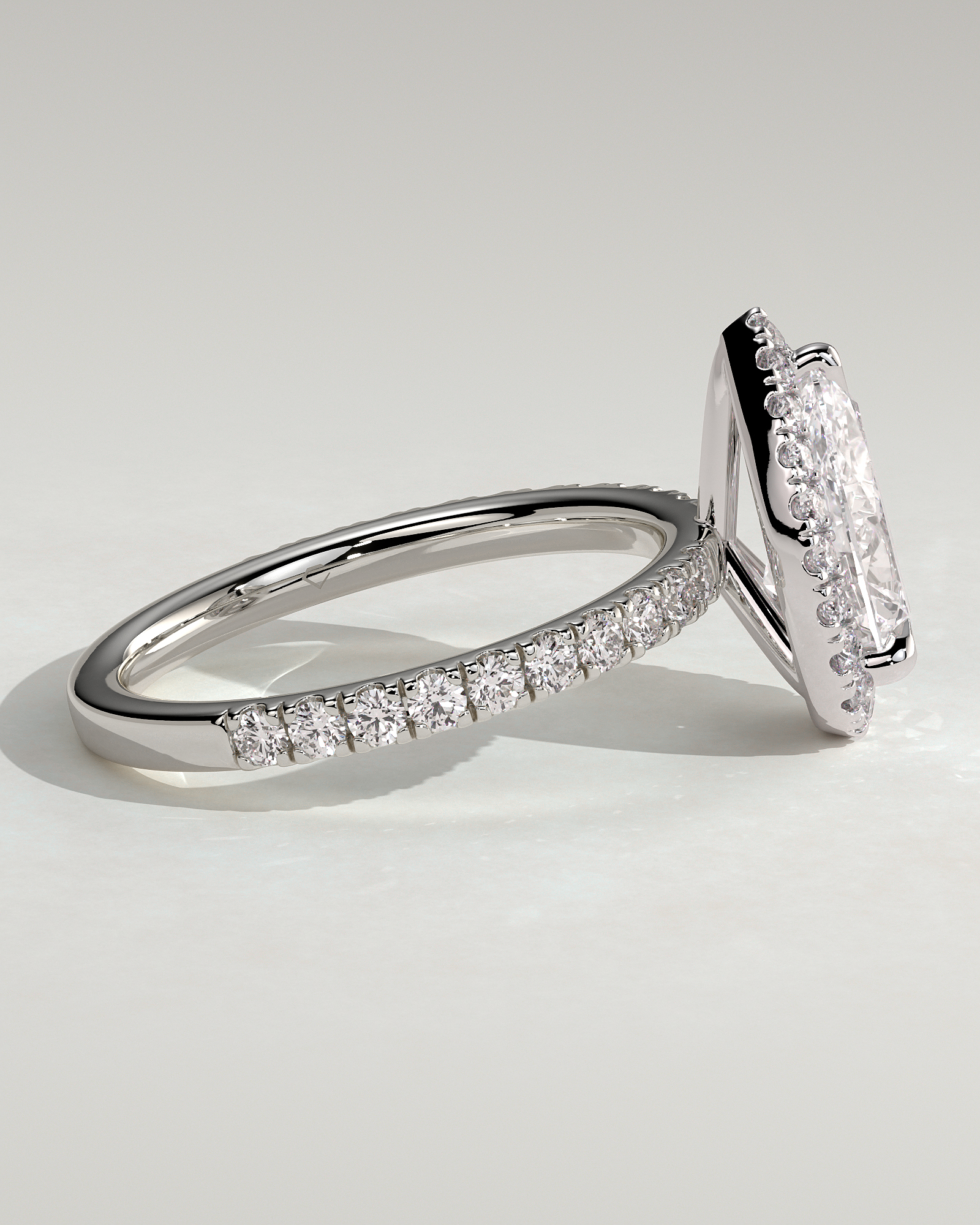 Lauren - Pear Halo with Pav Set - 18k White Gold