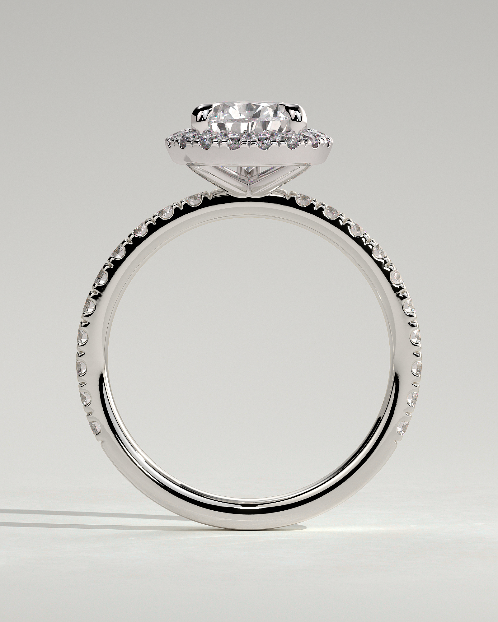 Lauren - Pear Halo with Pav Set - 18k White Gold