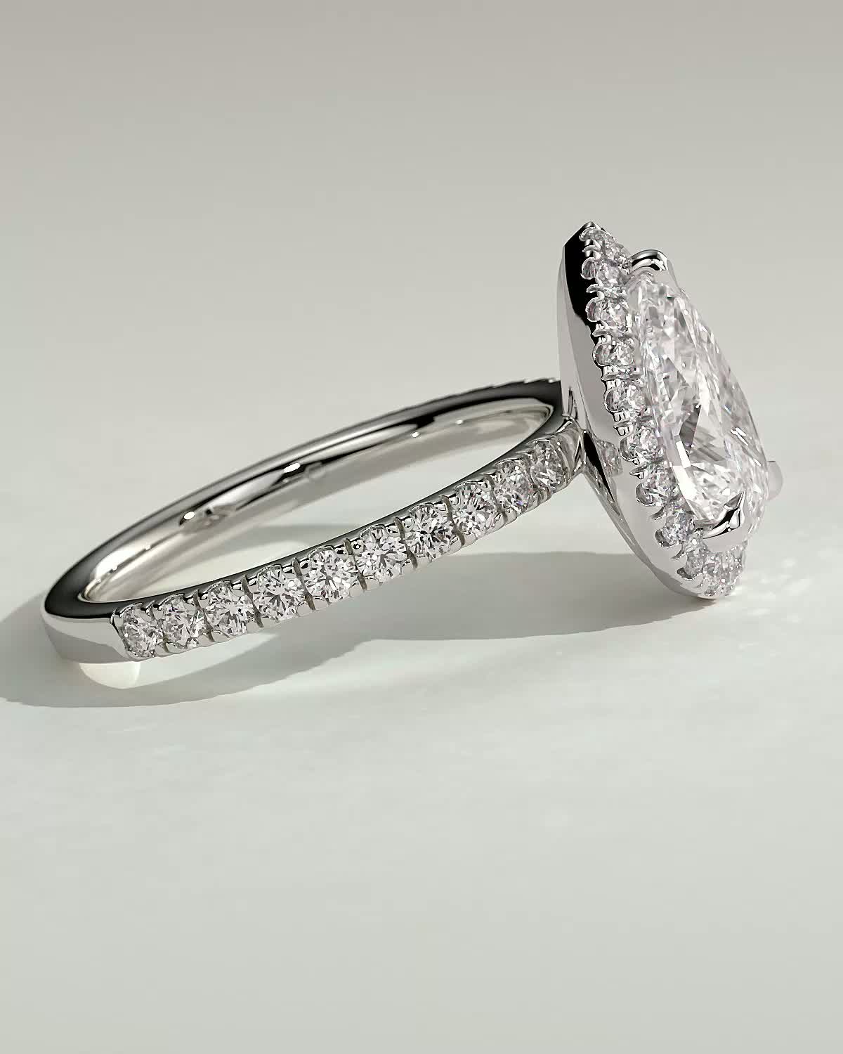 Lauren - Pear Halo with Pav Set - 18k White Gold
