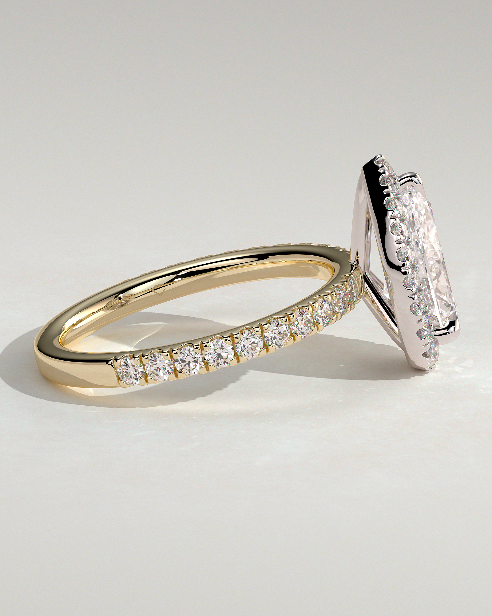 Lauren - Pear Halo with Pav Set - 18k Yellow Gold / 18k White Gold