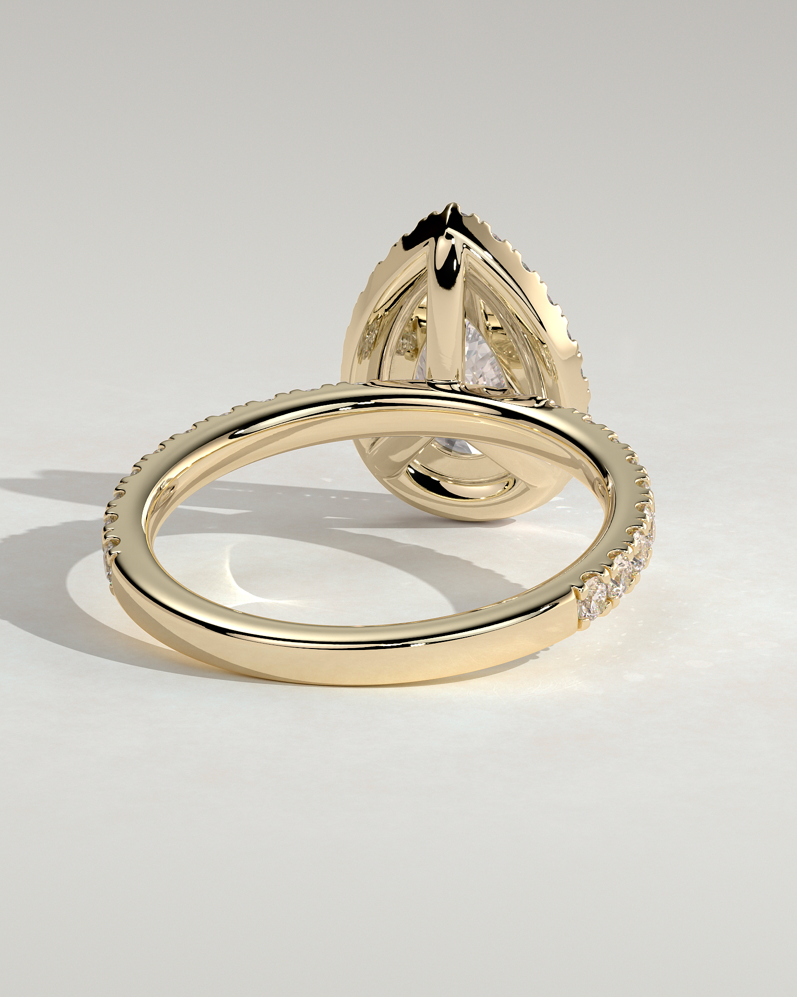 Lauren - Pear Halo with Pav Set - 18k Yellow Gold