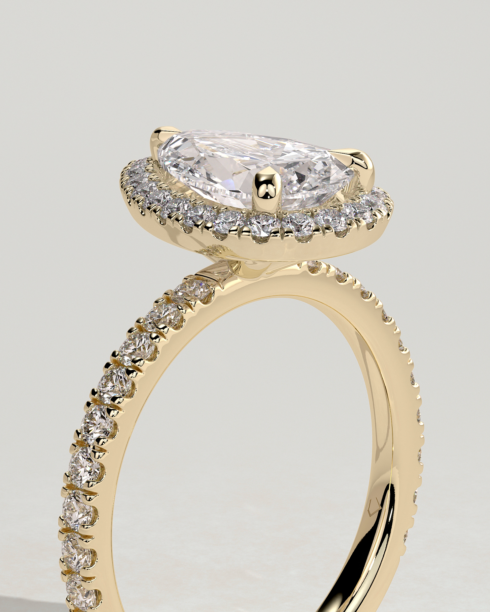 Lauren - Pear Halo with Pav Set - 18k Yellow Gold