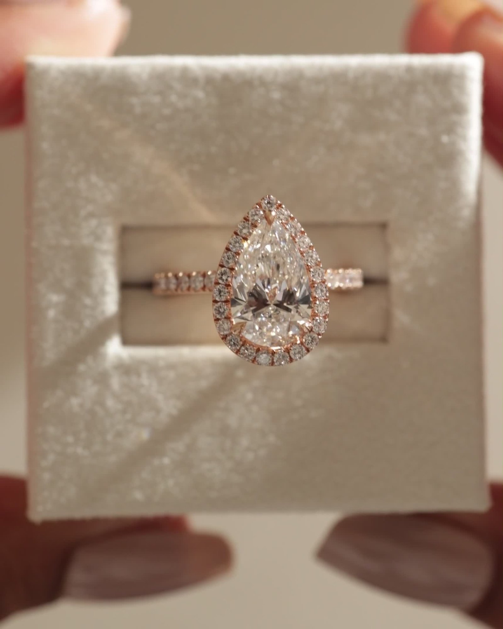 Lauren - Pear Halo with Pav Set Lifestyle Image