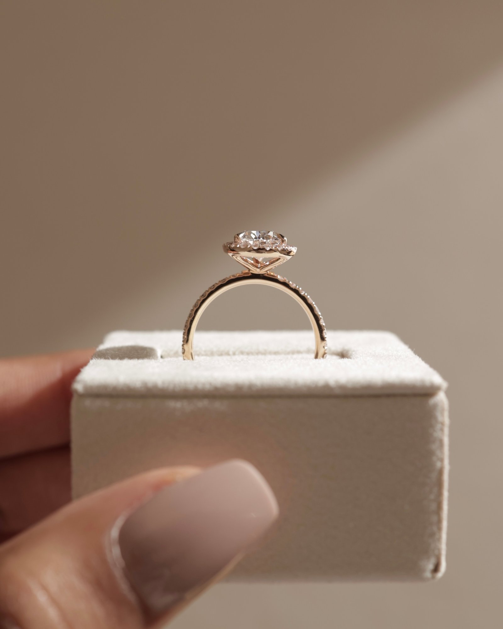 Lauren - Pear Halo with Pav Set Lifestyle Image