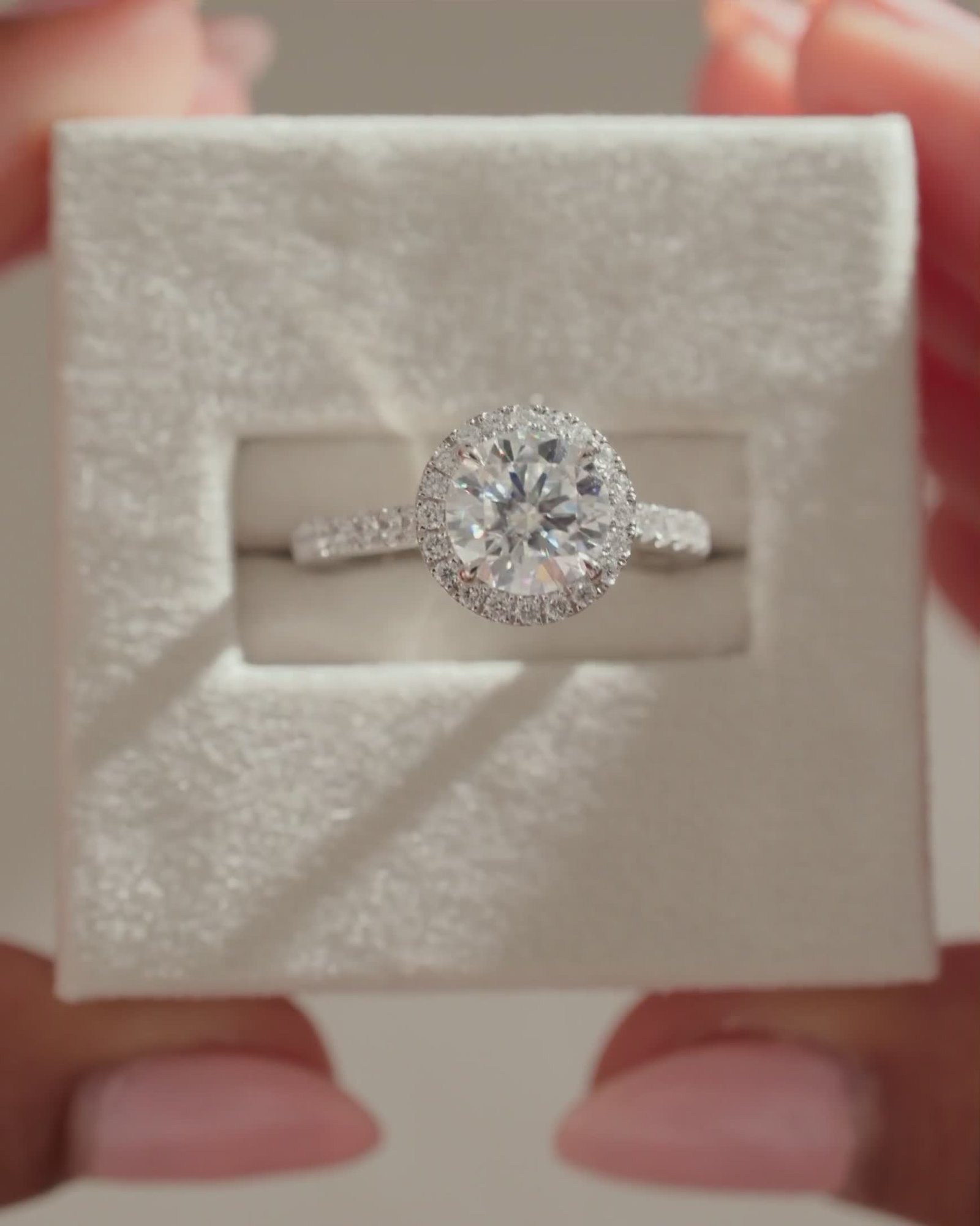 Leah   Cathedral Round Halo with Pav Lifestyle Image