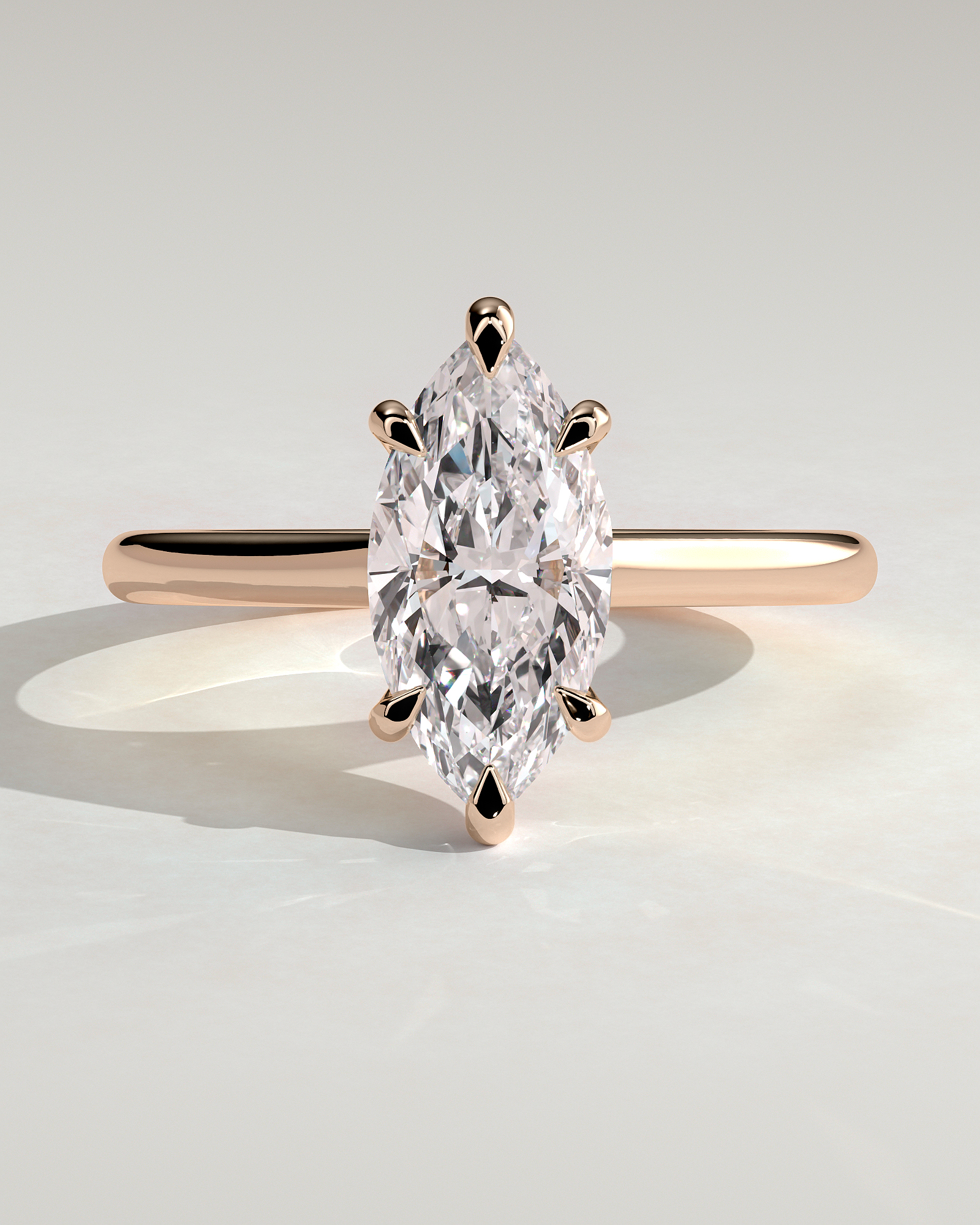 Leila - 6 Claw Marquise Solitaire - 18k Rose Gold