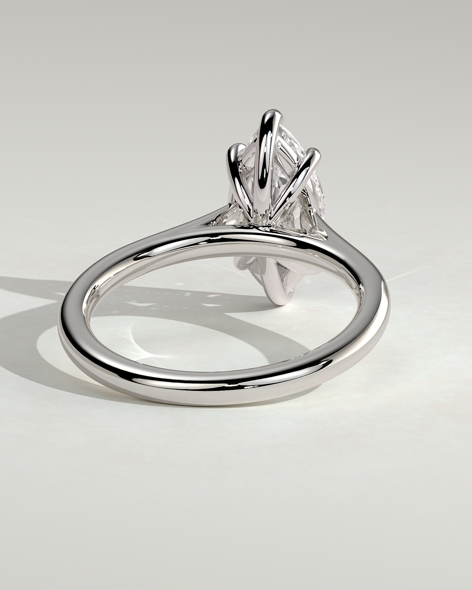 Leila - 6 Claw Marquise Solitaire - 18k White Gold