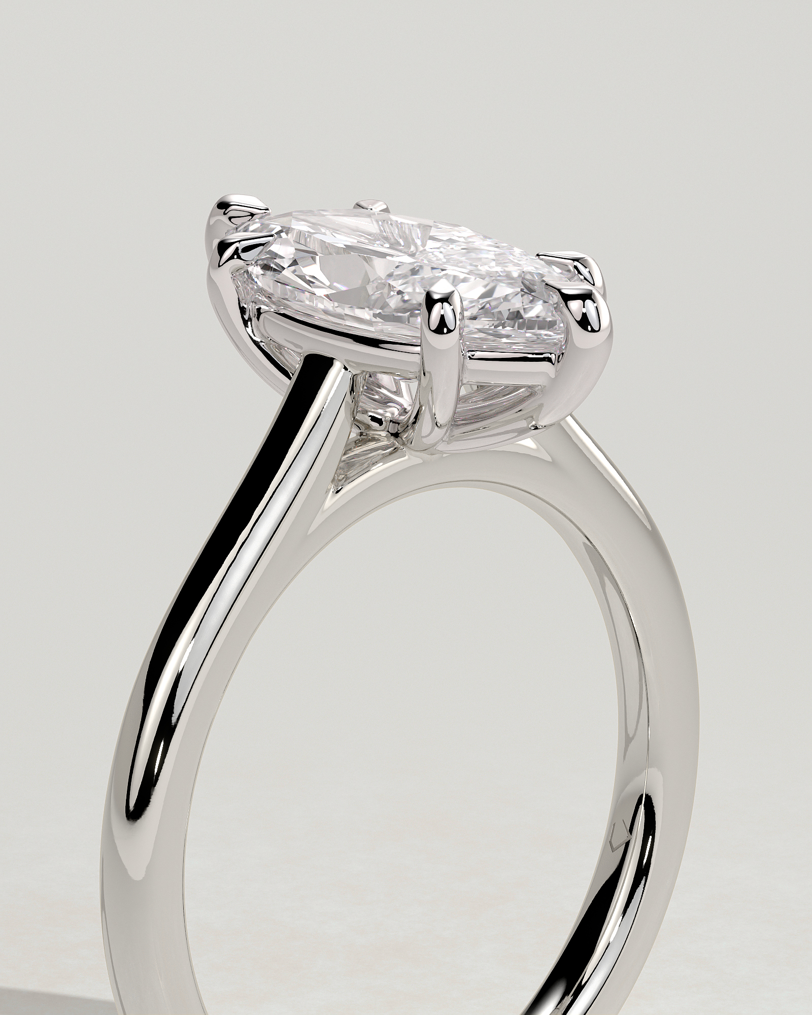 Leila - 6 Claw Marquise Solitaire - 18k White Gold