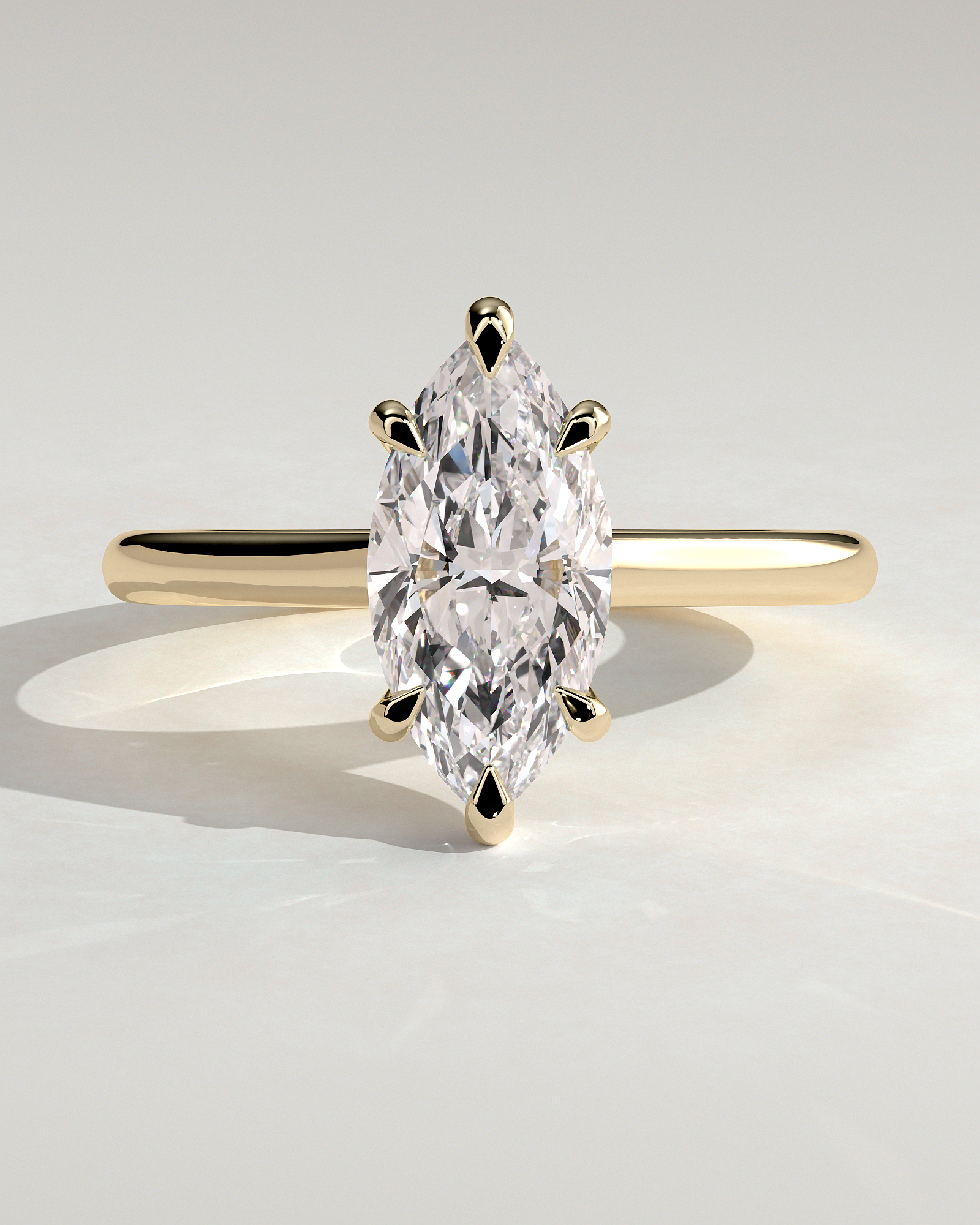 Leila - 6 Claw Marquise Solitaire - 18k Yellow Gold