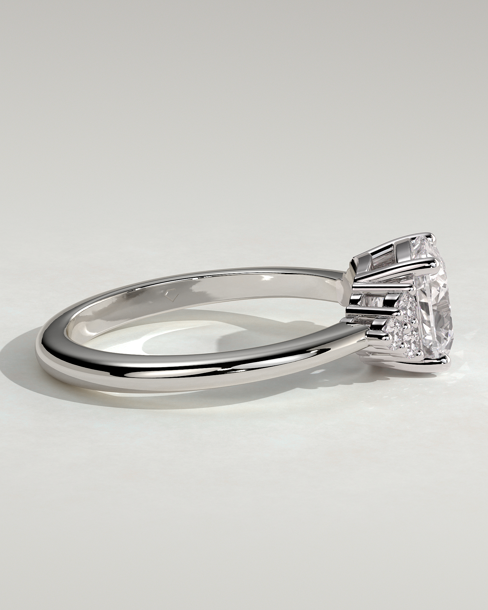 Lena - Cushion with Round Accent Stones - 18k White Gold