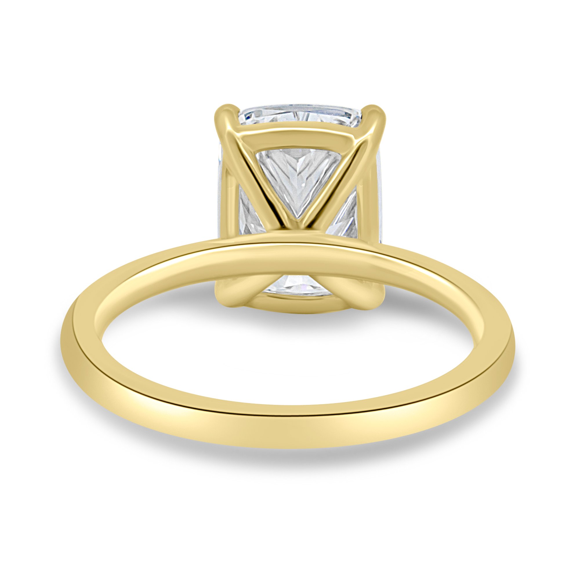 Leonora - Elongated Cushion Solitaire - 18k Yellow Gold High Setting