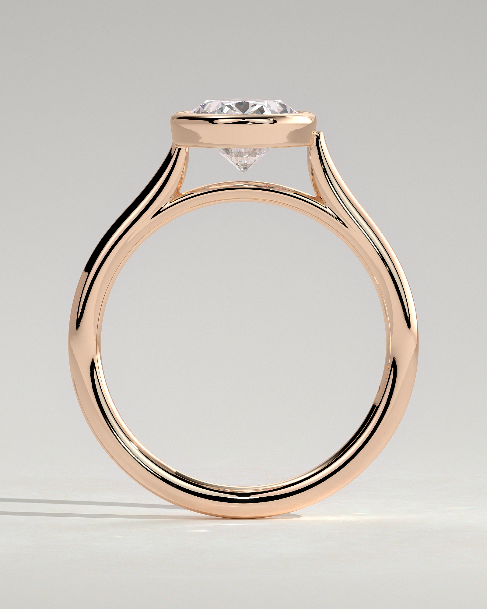 Lexie - Bezel Set Oval with Cathedral Setting - 18k Rose Gold