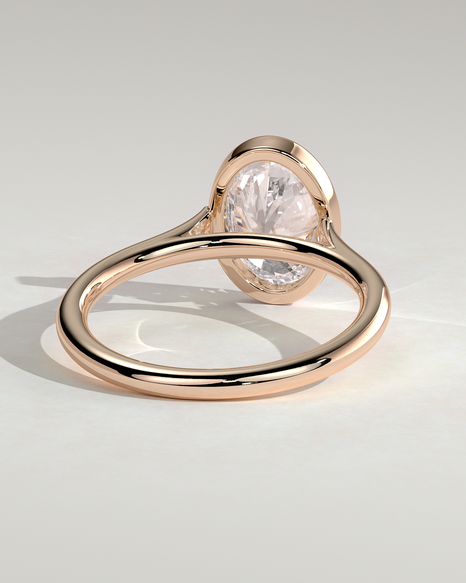 Lexie - Bezel Set Oval with Cathedral Setting - 18k Rose Gold