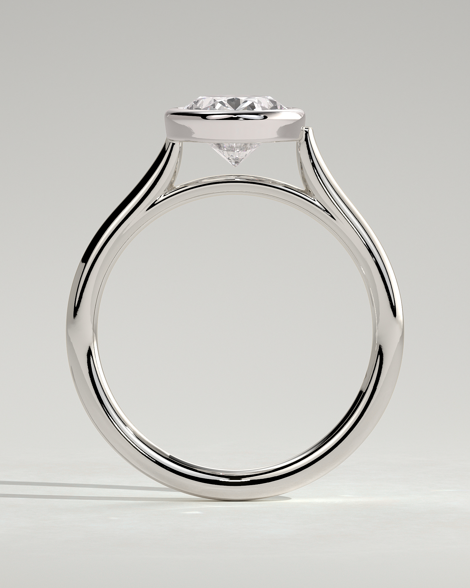 Lexie - Bezel Set Oval with Cathedral Setting - 18k White Gold