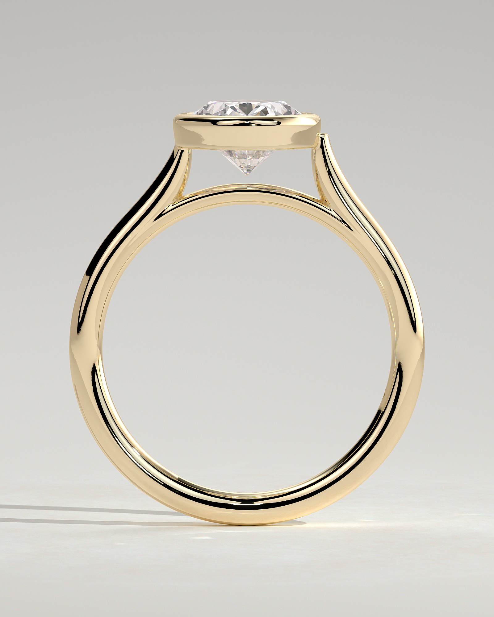 Lexie - Bezel Set Oval with Cathedral Setting - 18k Yellow Gold