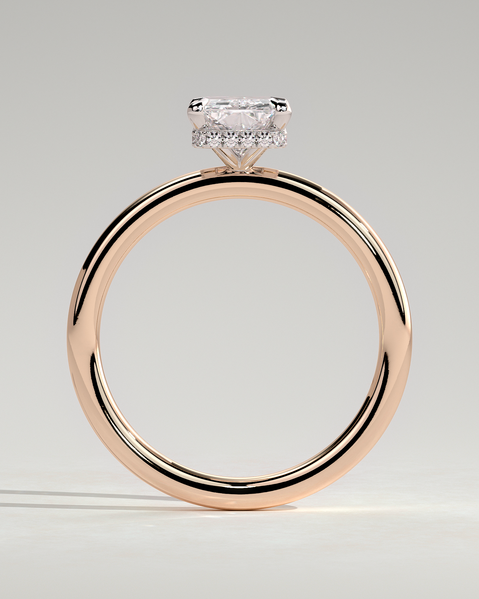 Liberty - Radiant Solitaire with Wrap Around Hidden Halo - 18k Rose Gold / 18k White Gold