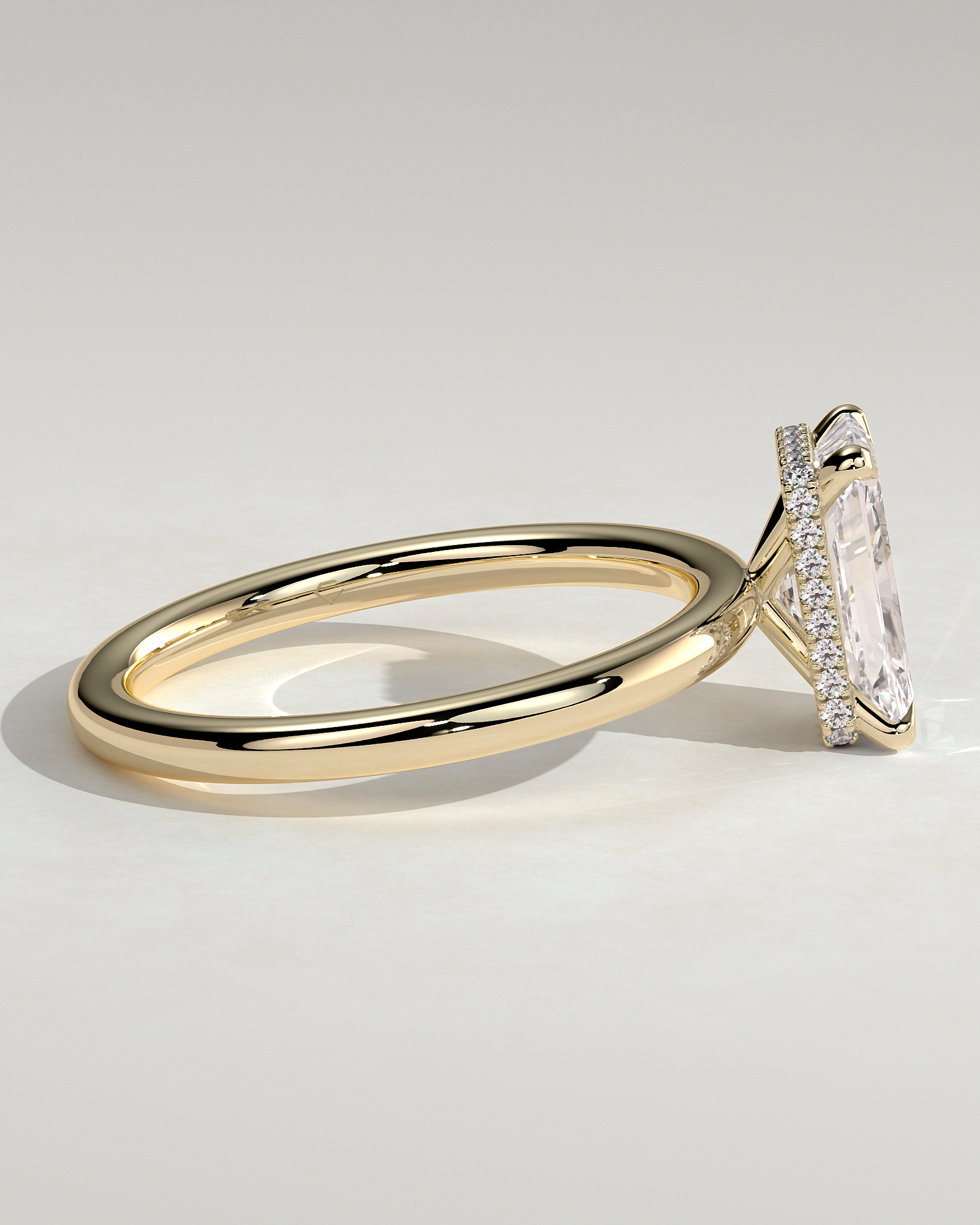 Liberty - Radiant Solitaire with Wrap Around Hidden Halo - 18k Yellow Gold