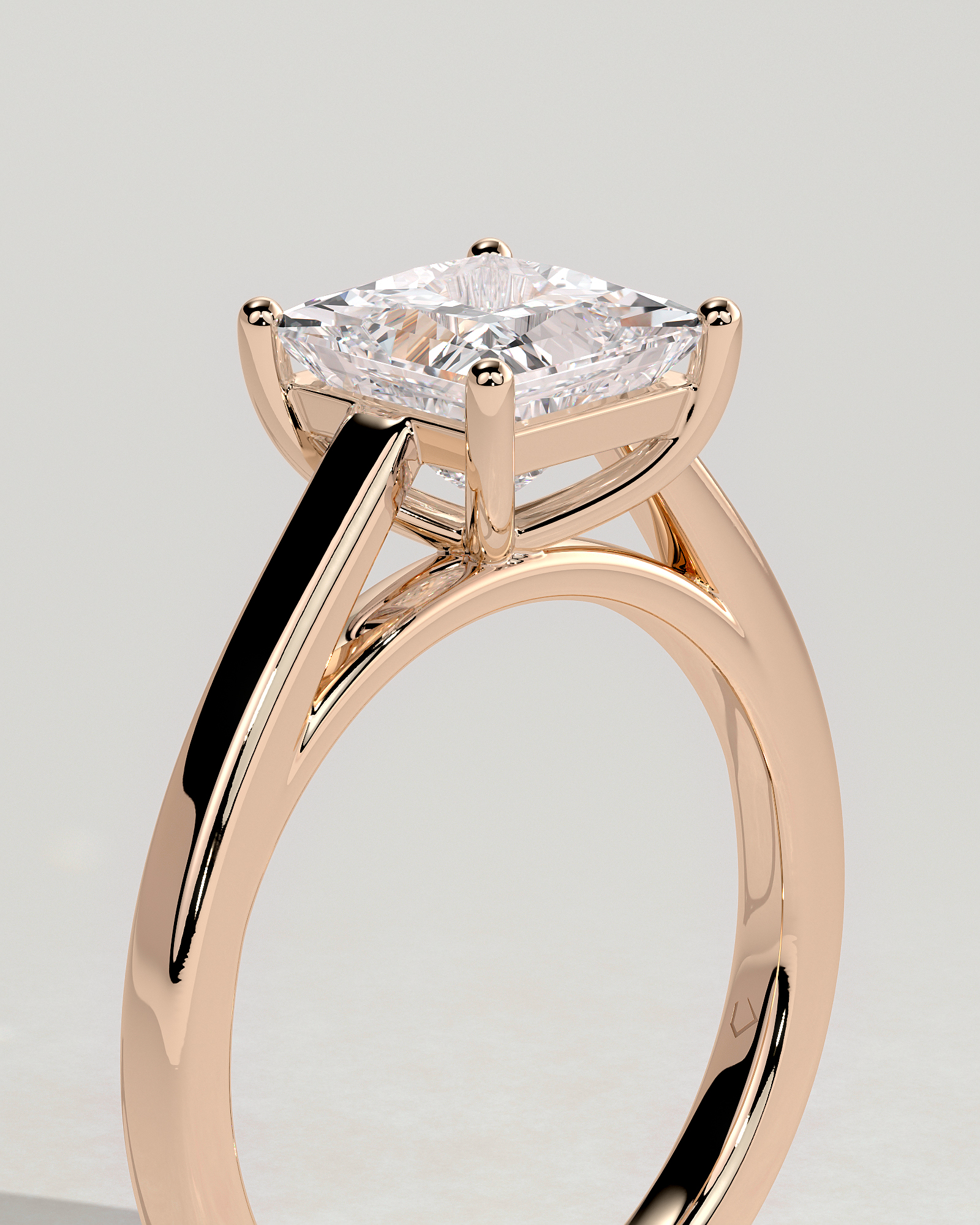 Lilith - 4 Claw Princess Solitaire - 18k Rose Gold