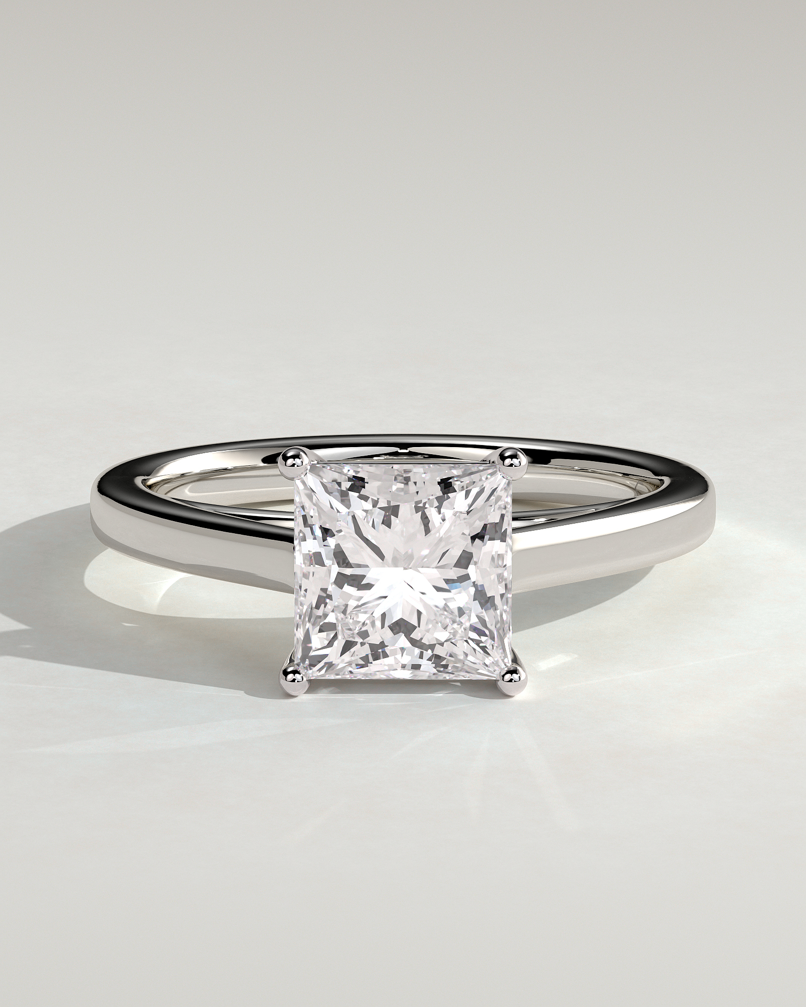 Lilith - 4 Claw Princess Solitaire - 18k White Gold
