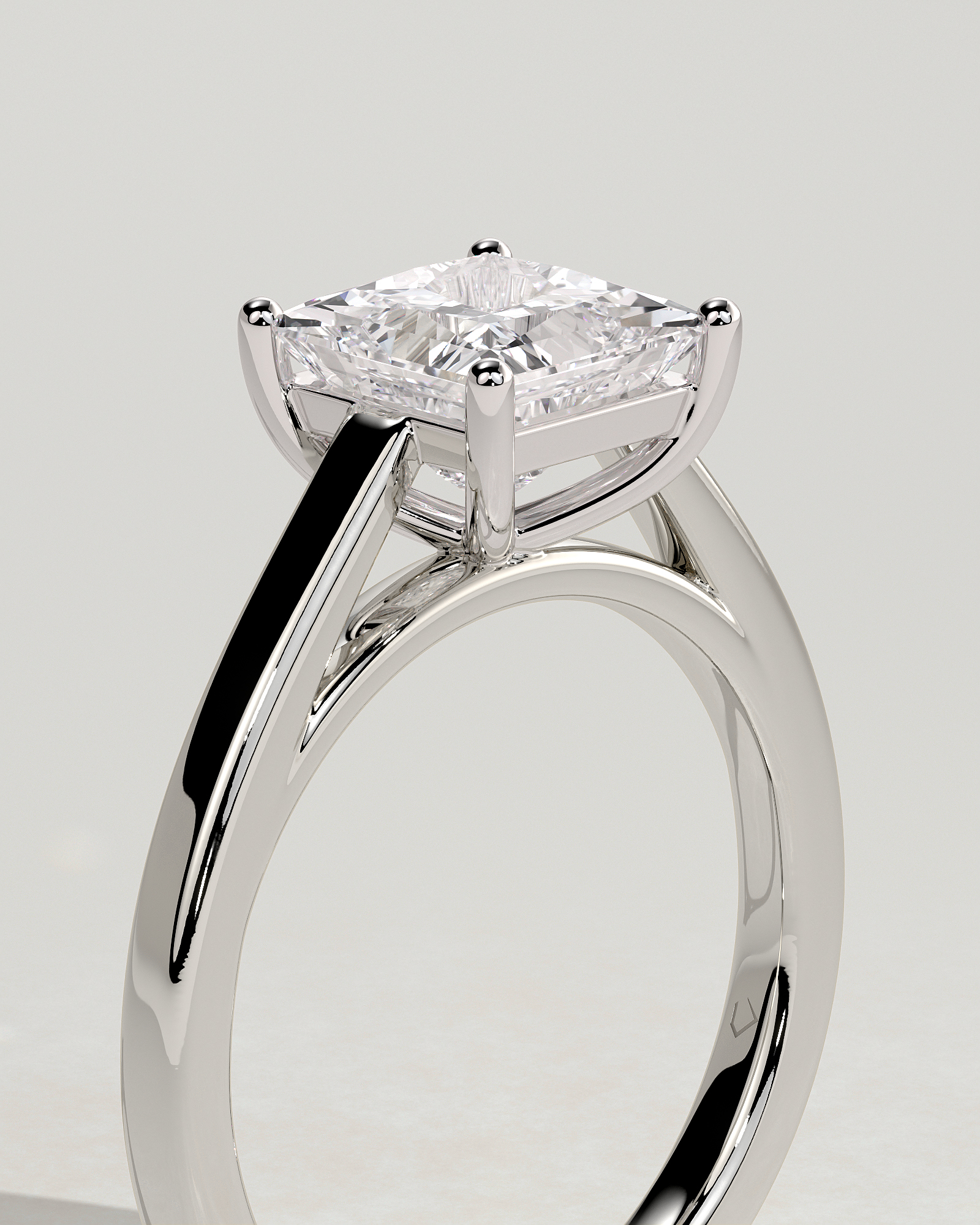 Lilith - 4 Claw Princess Solitaire - 18k White Gold